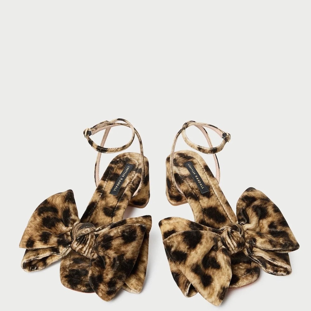 NEW LOEFFLER RANDALL CARMEN BOW SANDALS IN ANIMAL PRINT VELVET 6 - Picture 4 of 10
